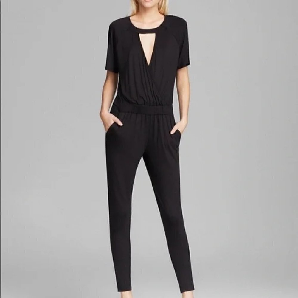 Trina Turk Black Manhattan Cut Out Faux Wrap Jumpsuit